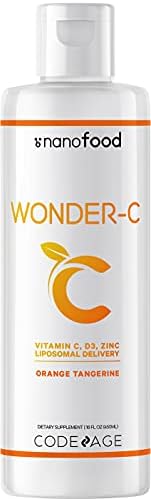 Codeage Liquid Vitamin C 1000mg, Vitamins D3, E & Zinc, Rose Hips, Quercetin, Echinacea, Vegan Liposomal Vitamin C Supplement, Non-GMO, 16 fl oz