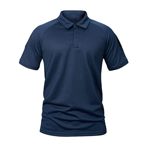 Polo militaire anti-transpiration bleu marine pour la chaleur