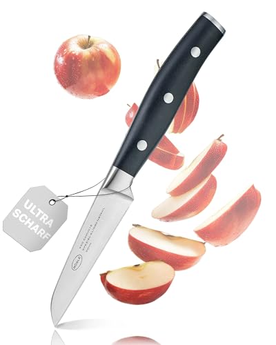 RÖSLE Gemüsemesser Tradition 9cm - Hochwertiges und scharfes Küchenmesser zum Schneiden von Obst und Gemüse, gerade Klinge aus Klingenstahl, Schneidemesser mit ergonomischer Griff und Fingerschutz