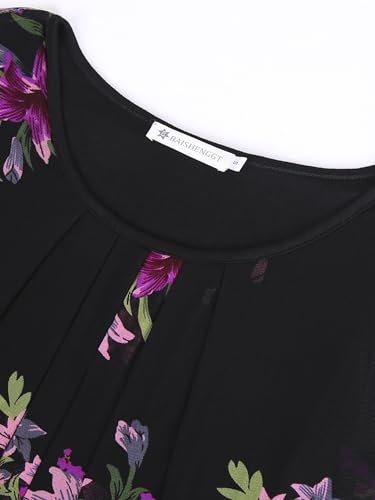 BAISHENGGT Womens Summer Tops Flutter Short Sleeve Pleated Front Mesh Shirts Dressy Casual Blouses3