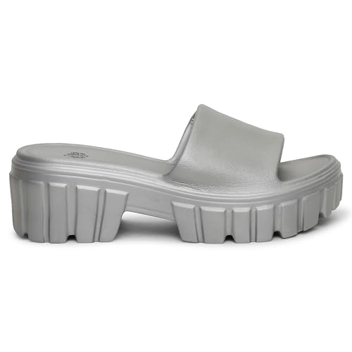 Image of Liberty A-HA LB46-01E Casual Sandal for Women - Grey, Dark Grey & Yellow | Comfortable EVA Sole and Cushioned Footbed | Durable Summer Footwear for Outdoor | Ideal for Everyday Wear