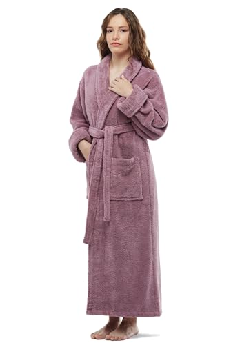 Womens Soft Cotton Bathrobe, Ankle Length Long Women's Plush Towel Bath Robe2