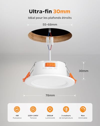 Spot LED encastrable extra plat pour faux plafond bas sans perte d'espace - 4