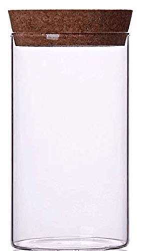 (Cork, 950ML) - Newerlives Air Tight Storage Jar, Glass Storage Tank with a Natural Bamboo Lid, 450 ML, 650 ML, 950 ML (Cork, 950ML)