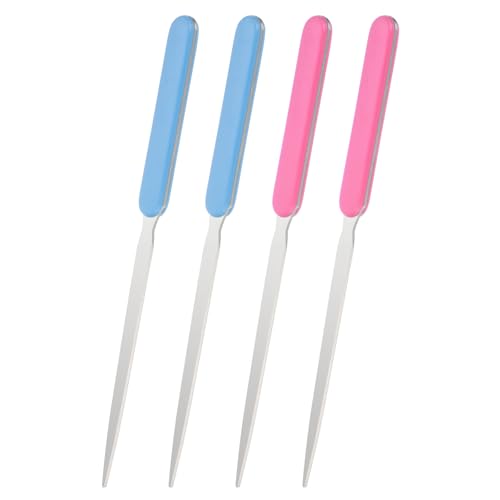 Abridor de cartas PATIKIL de acero inoxidable, juego de 4 piezas ligeras rosa y azul