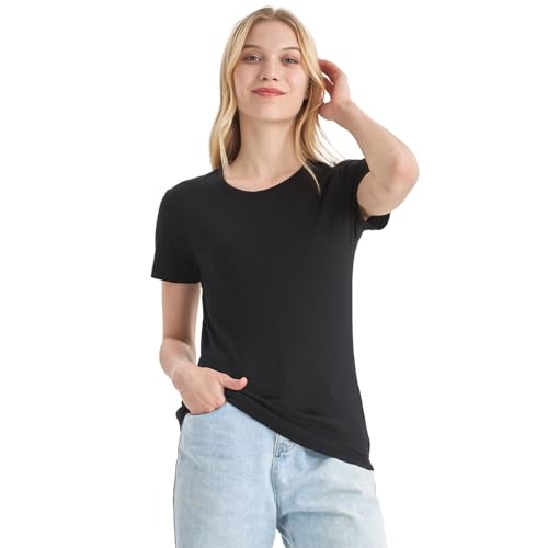 Merino Protect 100% Merino Wool T Shirts Women Crew Neck Tops Short Sleeve Odor Resistance Base Layer Travel Hiking Tee Shirt
