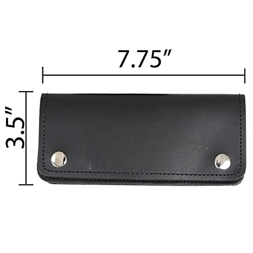Image of Milwaukee Leather MLW7889 Men's 7.5 inch Black Premium Leather Soft Biker Wallet - Bi-Fold Anti-Theft Stainless Steel Chain