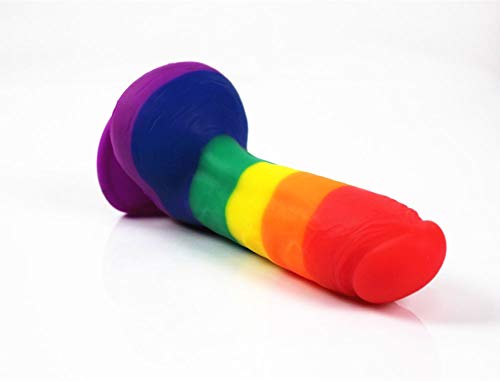JU FU Women's Adult Sex Toys Simulation Penis Silicone Simulation Massage Stick Adult Female Sex Toys/Colored | (Color : Rainbow)