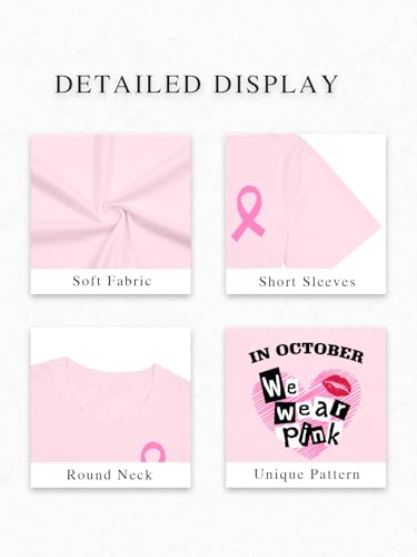 Breast Cancer Shirts for Women Cancer Awareness Shirt Pink Ribbons Tee Tops - image 6