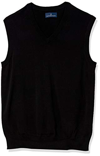 Amazon Brand - Buttoned Down Men's 100% Supima Cotton Sweater Vest, Black, Medium