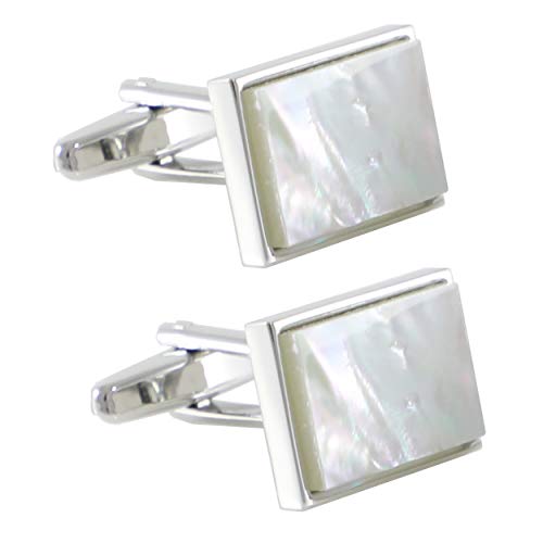 Mother Of Pearl Cufflinks With Box Men Classic White Stone Cuff Links Wedding Groom Gift