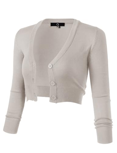 Image of Allsense Women's Cropped Bolero Shrug Cardigan | 3 /4 Sleeve, Button Down, Lightweight Knit Sweater