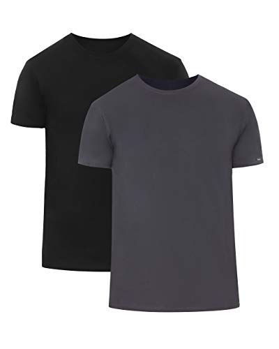 Cornette Paquete de 2 Camiseta para Hombre CR068 (Negro/Grafito (2 Pack), S)