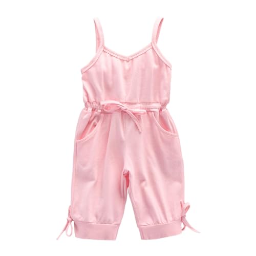 Toddler Baby Girls Romper Jumpsuit Summer đŠling Solid Bodysuit Adjustable with Pocket Kids Tracksuit (Pink, 4-5 Years)