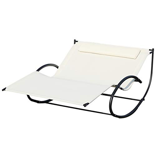 MATERIALE DI ALTA QUALITÀ: La sdraio da giardino a dondolo è dotata di tessuto texteline resistente alle intemperie, che offre massimo comfort ed è facile da pulire, ideale per l'uso all'aperto.