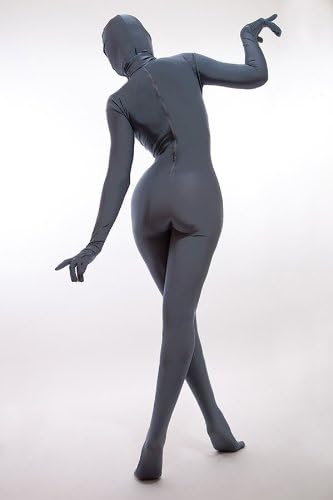 YourFetishWorld Grey Lycra Overall Catsuit with disjoined Hood. Size XXL - Image 4