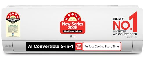 LG 1 Ton 5 Star, New star rated, Smart Inverter Split AC (Copper, AI Convertible 6-in-1 Cooling, Faster Cooling & Energy Saving, HD Filter with Anti-Virus Protection, Him Clean, AS-Q14YNZE, White) view 1