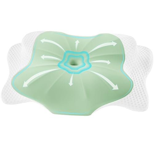 DONAMA Cervical Pillow for Sleeping, Contour Memory Foam Pillow for Neck and Shoulder Support, Ergonomic Neck Pillow for Side Back Stomach Sleepers, Bed Pillows with Cooling Pillowcase Green