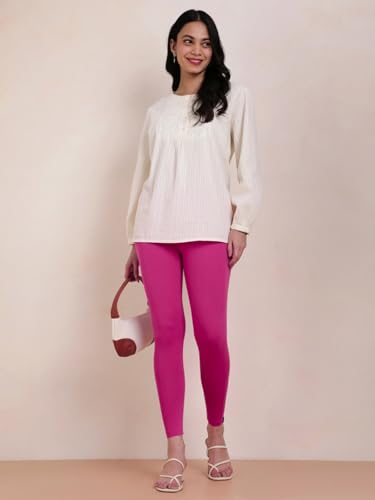 Image of TWIN BIRDS Super Stretchable Cotton Elasthane Fabric Ankle Length Leggings for Women