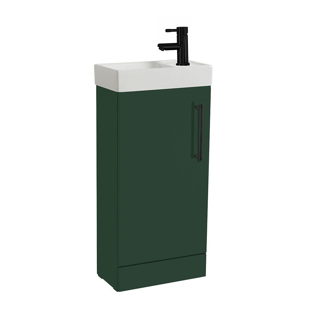 Milano 400mm Dark Green Bathroom Vanity Unit Black Bar Handle