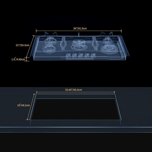 Empava 36 Inch Gas Cooktop with 5 Sealed SABAF Burners, Stainless Steel Built-in Stove Top, Auto Electric Pulse Ignition, Flame Failure Protection, LPG/NG Convertible by Empava - Image 7
