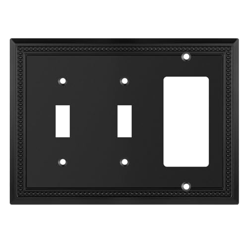 Image of Henne Bery Sunken Pearls Heavy Duty Decorative Wall Plate Switch Plate Outlet Cover (Double Toggle /Single Decorator, Matte Black)