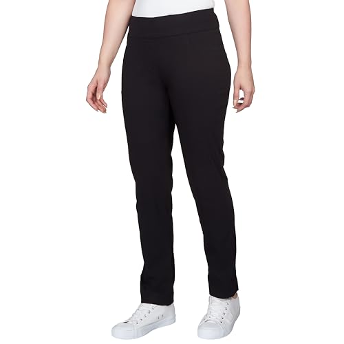 Ruby Rd. Womens Womens Petite Mid-Rise Pull-on Straight Solar Millennium Tech Pant3