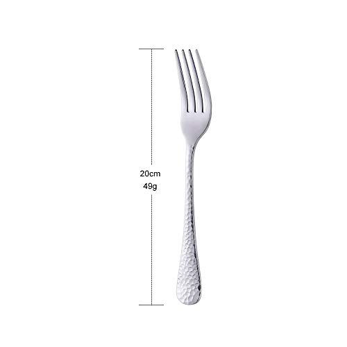 Buy&Use Dinner Fork Dessert Salad Forks 8-Inch Big Forks Buy&Use Stainless Steel Hammered Surface Silverware Set Of 12 Pieces For Home Hotel Restaurant thumb #6