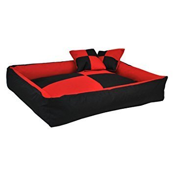 Gorgeous Square Shape Ultra Soft Ethnic Designer Bed for Dog/Cat Red,Black 2 Small Pillow (Export Quality) Size: Large