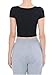 Basic Solid Scoop Neck Slim Fit Short Sleeves Crop Tops Black S
