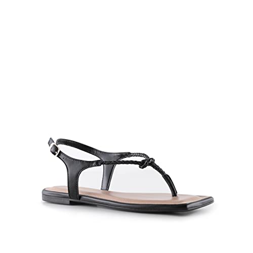 Sandália Flat, Via Uno, Feminino, Preto, 36