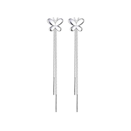 WOZUIMEI S925 Plata de Ley Pendientes Coreanos Pendientes con Flecos Mariposa Largos Pendientes...
