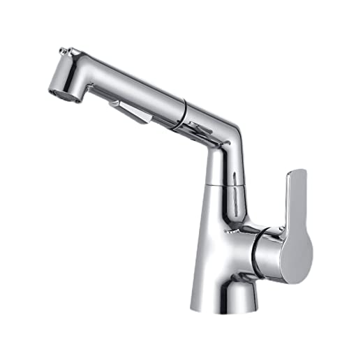 Grifo de baño en cromo con caño giratorio y monomando de agua fría en latón