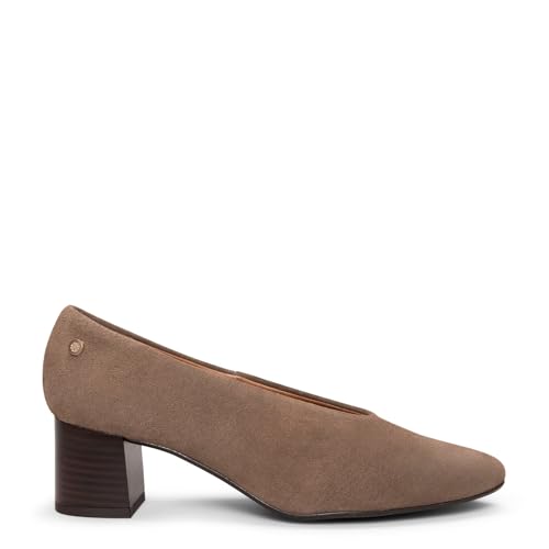 miMaO Zapatos con esconte en V y tacón Ancho de Piel en Taupe, EU 42