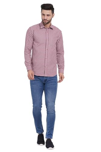 Men's Plaid Button Down Shirts Cotton Long Sleeve Dress Shirts Regular Fit Gingham Shirts