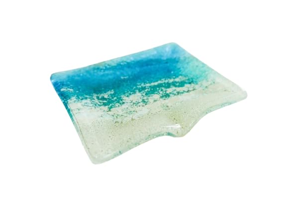Paradise Glass Soap Dish 13x10cm / 5"x4" with organza bag - Handmade by Matt Adkins in Dorset, UK