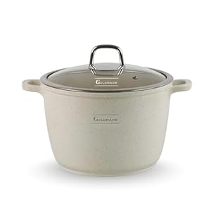 GOLDMANN 28 CM (10L) Aluguss-Kochtopf/Suppentopf mit Glasdeckel, Marmor-Keramik-Antihaftbesc... Für alle Herdarten inkl. Induktion, Spülmaschinenfest & PFOA-frei