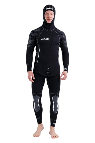 MORGEN SKY ウェットスーツ メンズ 5mm 裏起毛 スピアフィッシング 2ピース ウェーダー ネオプレン フルスーツ 伸縮性 ダイビング 魚突き 素潜り 釣り MY048 (XL, 5mmブラック)のサムネイル