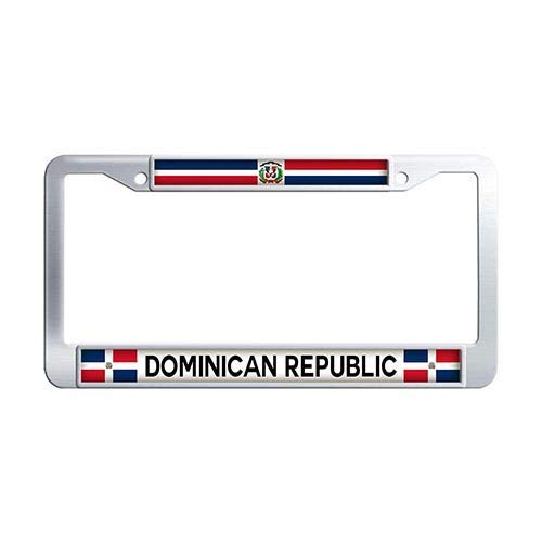 Dominican Republic Flag Car License Plate Frame Holder Stainless Steel Auto License Cover Holder