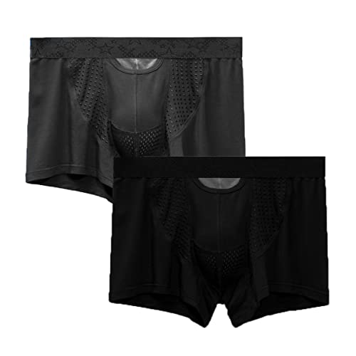 Ouruikia Men's Underwear Magnetic Boxer Briefs Modal Breathable Boxer Briefs Underwear with Fly