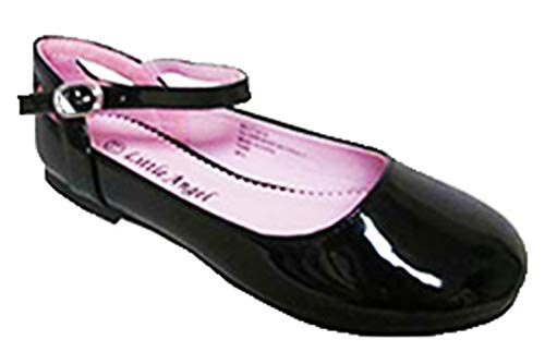 Little Angel Girl Dress Shoes for Weddings and Parties - Big and Little Girl Flat w/Ankle Strap Shoe