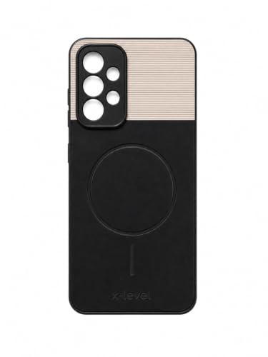 Image of Bintage Mac Safe Design Hard Slim Back Case | Soft Border Camera Protect | Dual PU Leather Finish Back Cover Compatible for Samsung Galaxy A23 4G - White & Black
