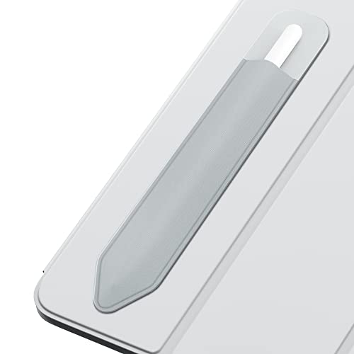 Image of MoKo Adhesive Pencil Case Holder Sticker for Apple Pencil, Silver Grey | Elastic Pencil Pocket Pouch, Adhesive Sleeve, Attached to iPad Case, For Pro /USB-C /1st /2nd Gen and Similarly Stylus Pens