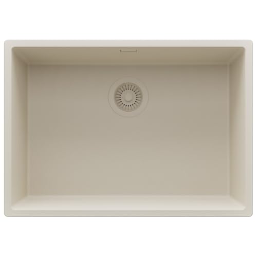 PRIMAGRAN Evier Sous Plan Beige 66x47cm, Evier en Granit 1 bac + Kit de Vidage, Évier al mueble 70cm - London S396