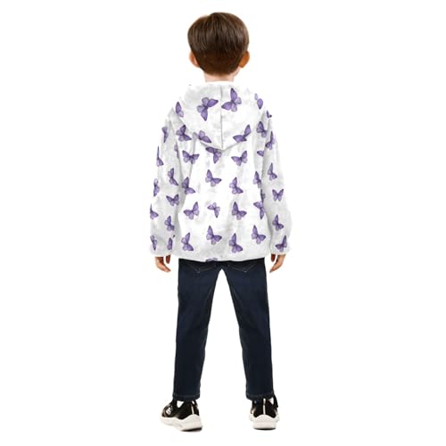 Purple Butterflies White Toddler Winter Jacket Warm Winter Coat for Boy 3T4