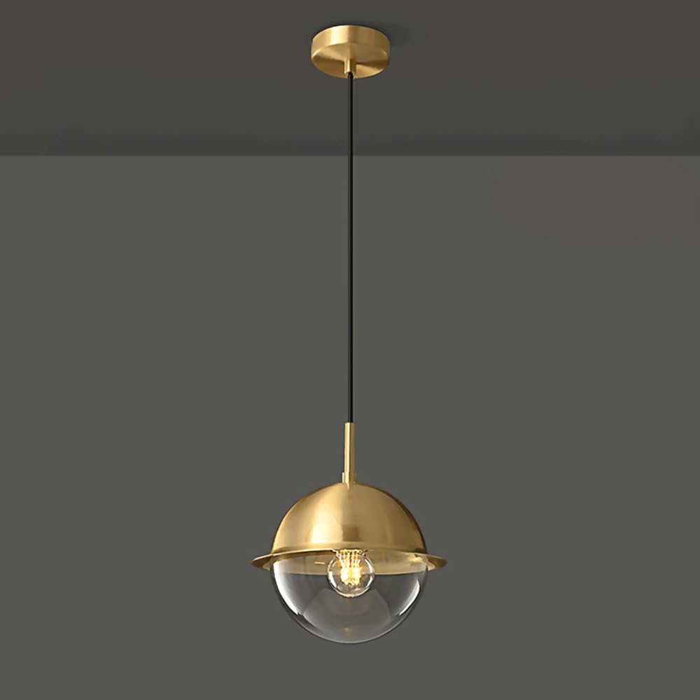 Luces colgantes minimalistas de bola en latón y cristal para el hogar
