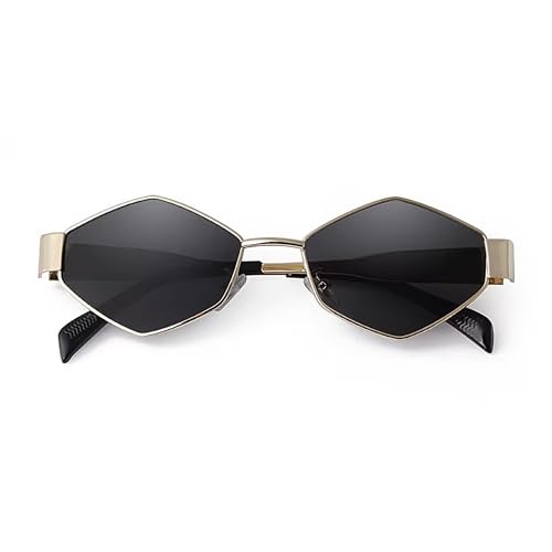 Image of Dervin Fashionable Retro Hexagonal Sunglasses for Women & Men | Trendy, Stylish & Classic 90s Vintage Style | UV400 Protection & Durable Metal Frame