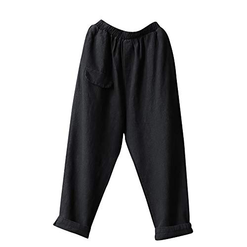 Pantalones Anchos harén para Mujer Otoño Invierno 2018 Moda PAOLIAN Casual Pantalones Lino Cintura Alta Suelto Fiesta Pantalones Marlene Azul Marino Vestir Baggy Tallas Grandes Señora