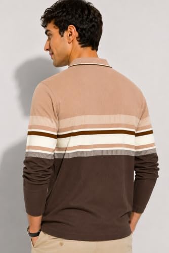 Image of SANE ORIGINALS Full Sleeves Textured Polo Tshirt for Men with Pocket || Long Sleeves Collar and Pocket T-Shirt for Men
