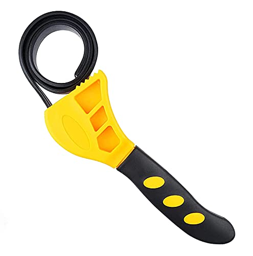 Rollmoss Adjustable Rubber Strap Wrench, Oil Filter Wrench, Strap Wrench Plumbing Adjustable Wrench Tool, Jar Opener Pipe Wrench Tool for Mechanics Plumbers Home Kitchen Use (8 Inch)